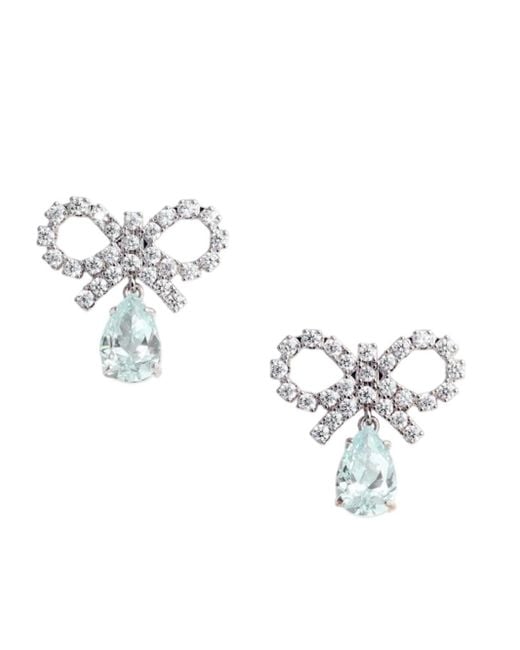 Self-Portrait White 'Micro Bow Droplet' Earrings