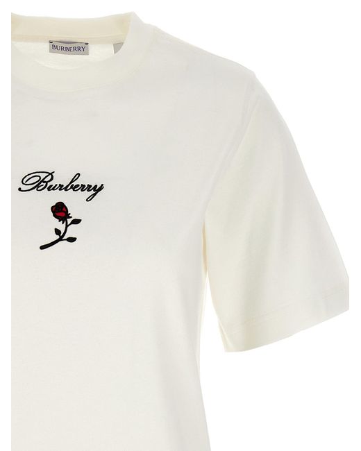 Logo T Shirt Bianco di Burberry in White
