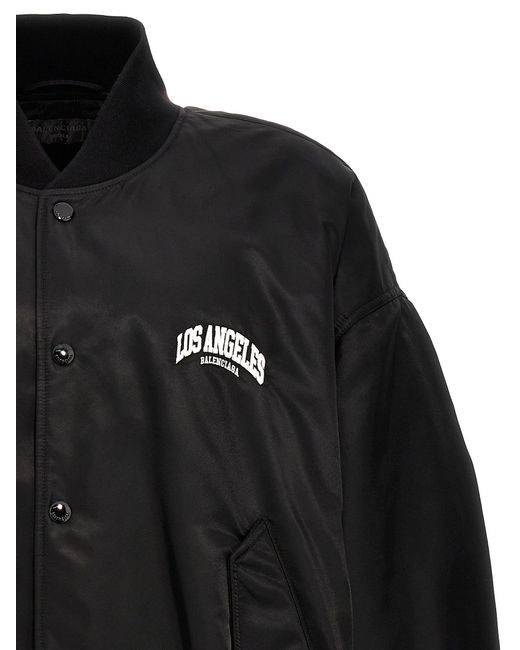 Balenciaga Black La Varsity Casual Jackets, Parka for men