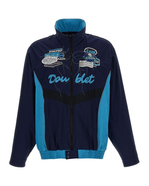 Doublet Blue A.i. Patches Embroidery Casual Jackets, Parka for men