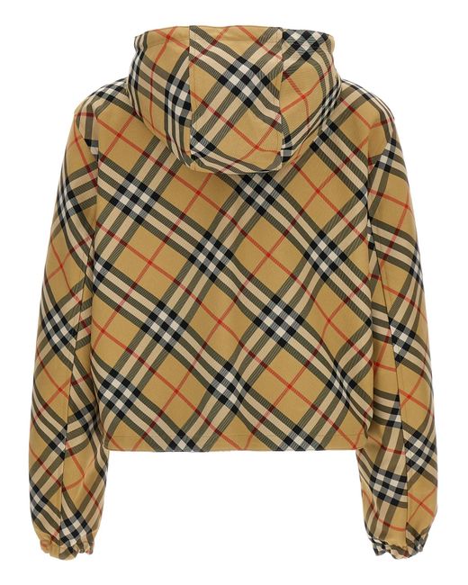 Cropped Check Reversible Jacket Giacche Beige di Burberry in Metallic