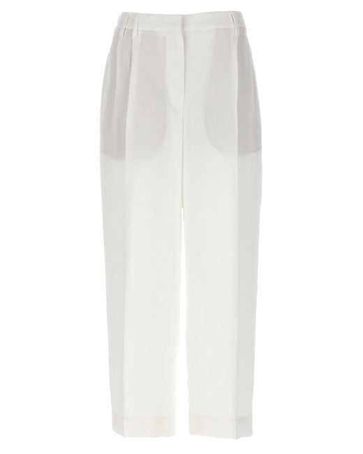 Brunello Cucinelli White With Front Pleats Pants