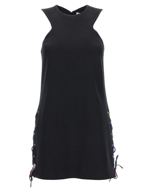 Emilio Pucci Black Lace-up Detail Short Dress Dresses