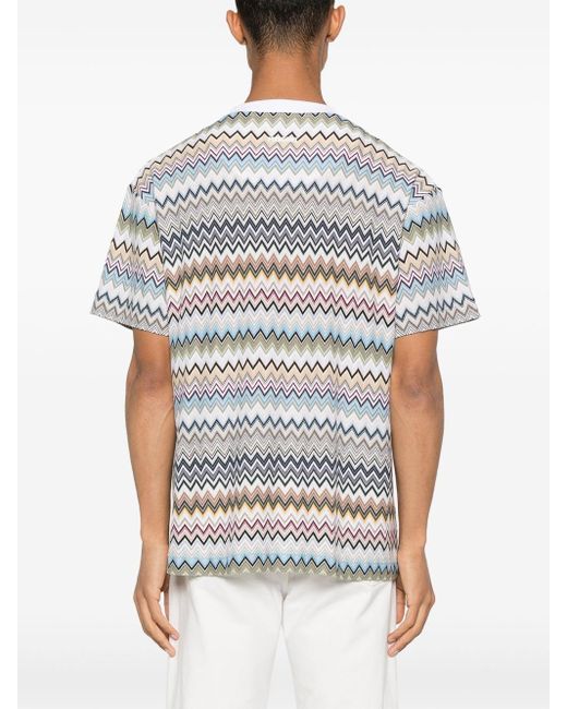 T-shirt in cotone a zig zag di Missoni in Gray da Uomo