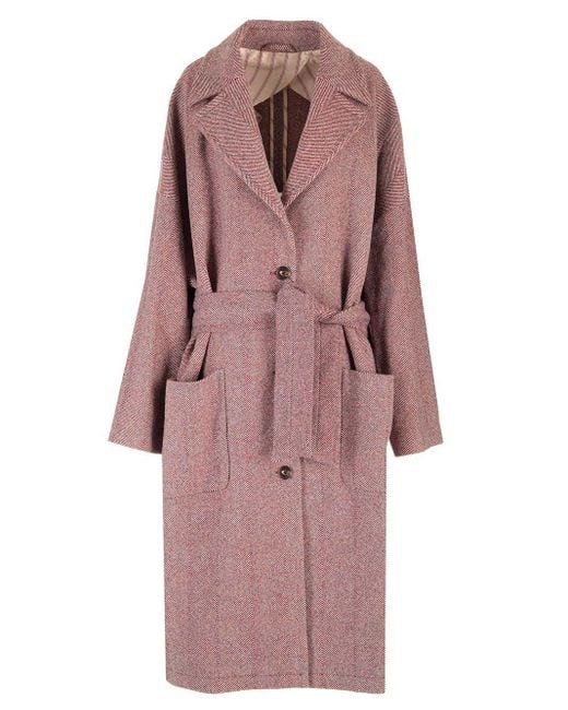 Etro Purple Chevron Wool Coat Coats Bordeaux