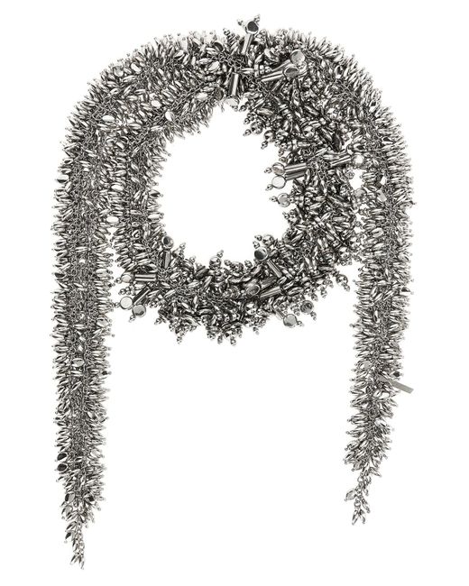 Dries Van Noten Gray Embroidered Scarf Jewelry