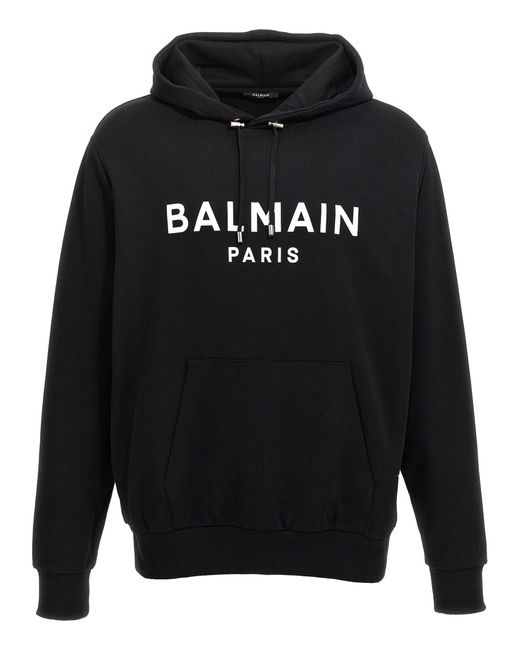 Balmain Blue Logo Print Hoodie Sweatshirt for men