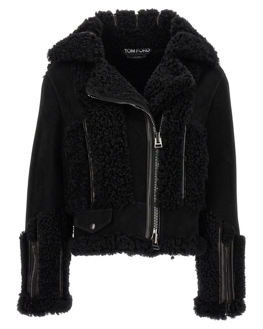Tom Ford Black Suede Shearling Jacket Casual Jackets