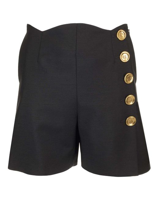 Givenchy Black Canvas Wool Shorts Trousers