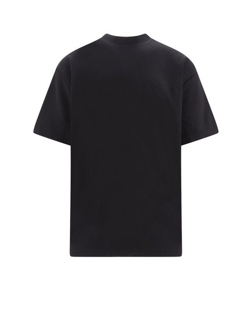 44 Label Group Black Padded Cotton T-shirt With Embroidered Logo On The Front for men