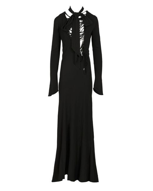 The Attico Black Crepe Midi Dress
