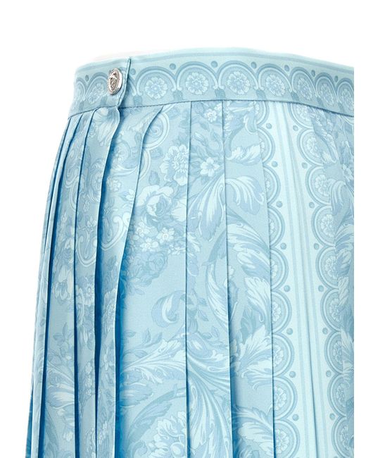 Versace Blue Barocco Print Mini Skirt