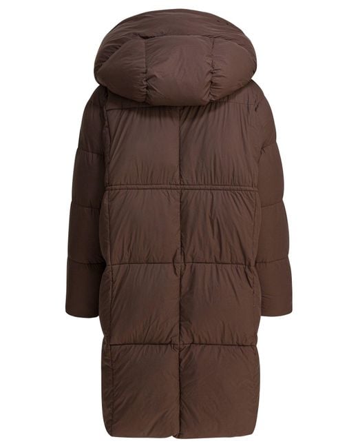 Max & Moi Brown Long Down Jacket With Over Hood Coats