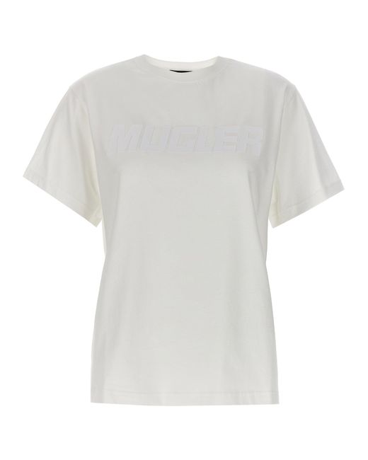 Mugler White Rubberized Logo T-Shirt
