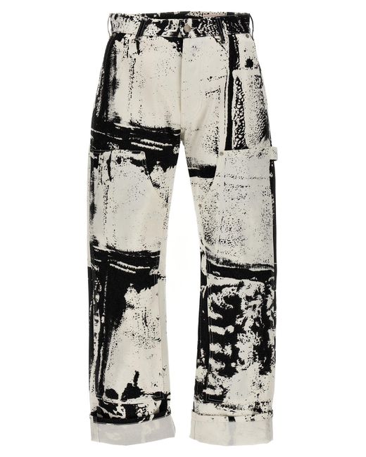 Jeans Workwear Stampa Fold di Alexander McQueen in White da Uomo