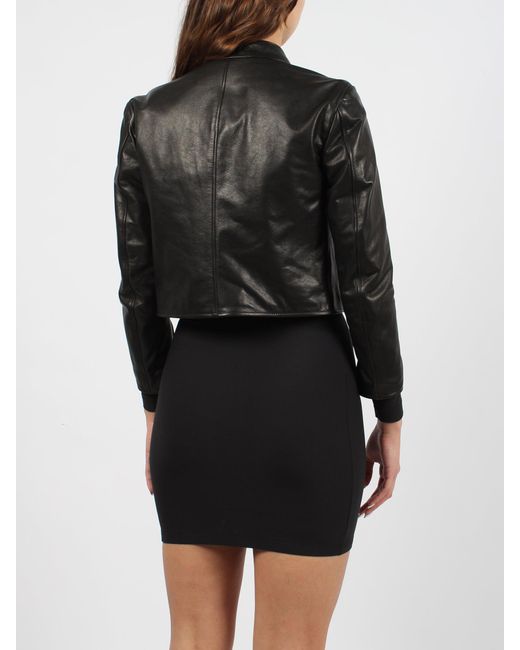 Cropped leather jacket di Balenciaga in Black