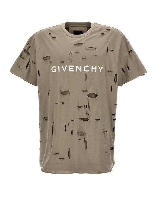 Logo T Shirt Beige di Givenchy in Gray da Uomo