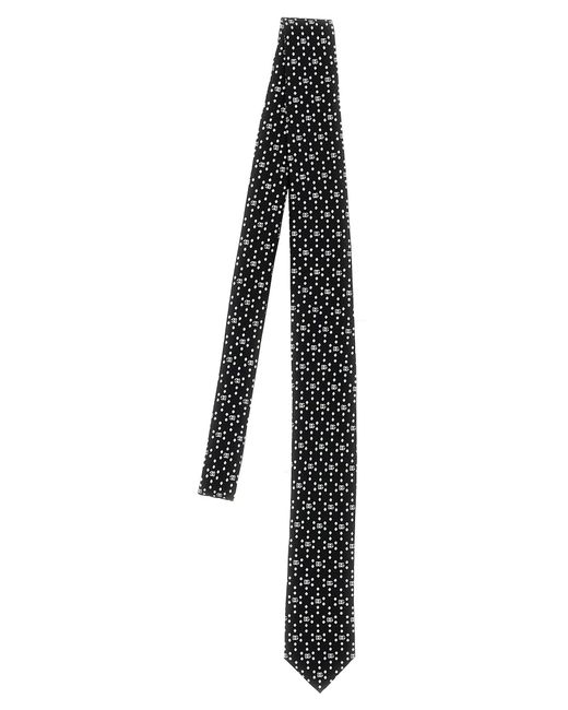 Logo Print Tie Cravatte Bianco/Nero di Dolce & Gabbana in Black da Uomo