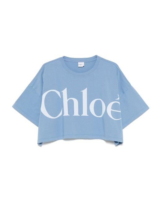 T-Shirt Corto Oversize di Chloé in Blue