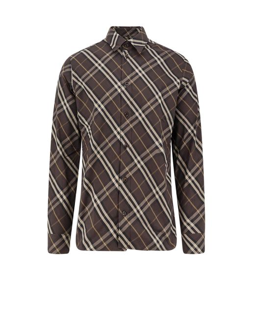 Robert Organic Cotton Shirt-Uomo di Burberry in Gray da Uomo