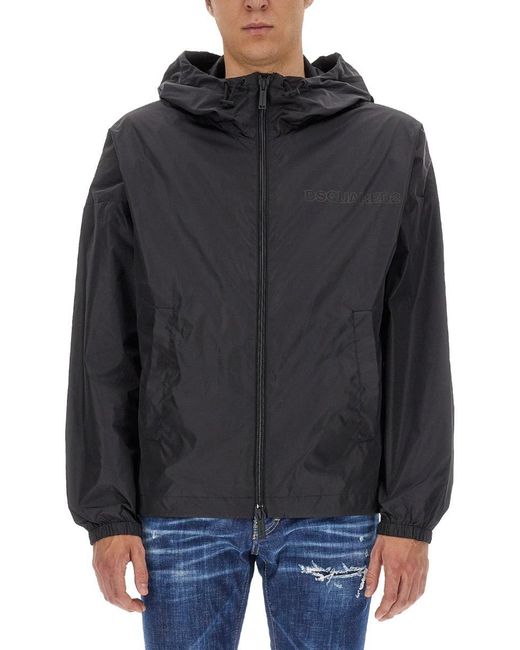DSquared² Black Windbreaker With Logo for men