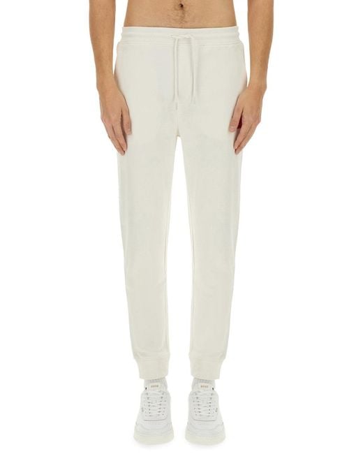 HUGO White Cotton Jogger Pants for men