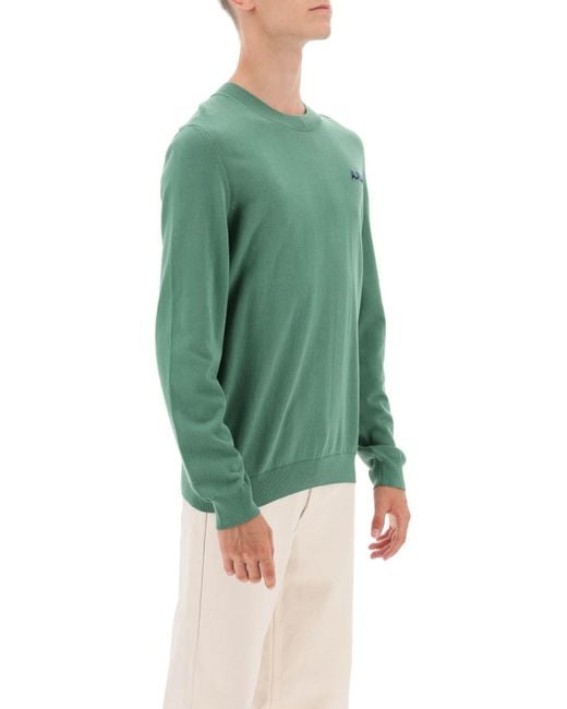 A.P.C. Green Crew Neck Cotton Sweater for men