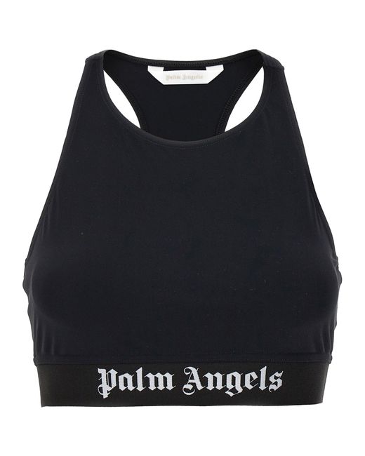 Palm Angels Black Logo Sporty Top Tops