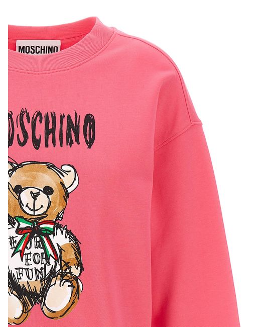 Teddy Bear Felpe Fucsia di Moschino in Pink