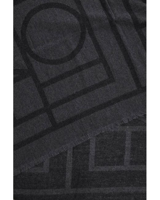 Totême  Black Toteme Cashmere Blend Monogram Scarf