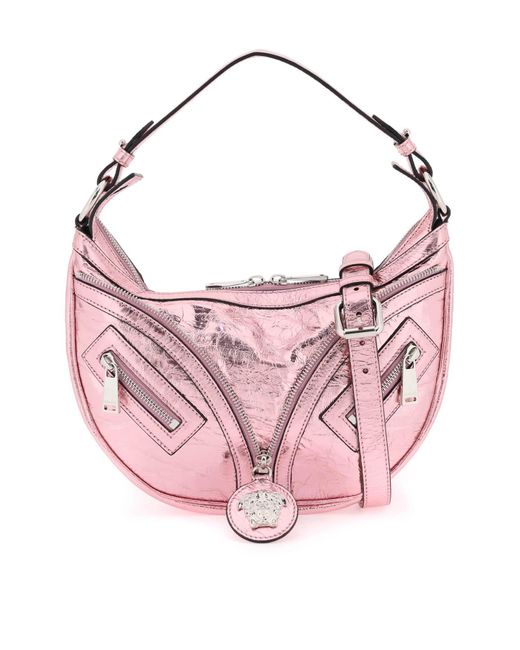 Borsa Hobo 'Repeat' In Pelle Metallizzata di Versace in Pink