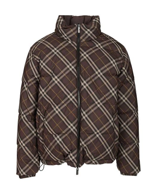 Burberry Brown Snowdon Check Coats for men
