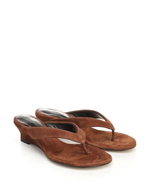 Le Monde Beryl Brown Micro Wedge Thong Sandals