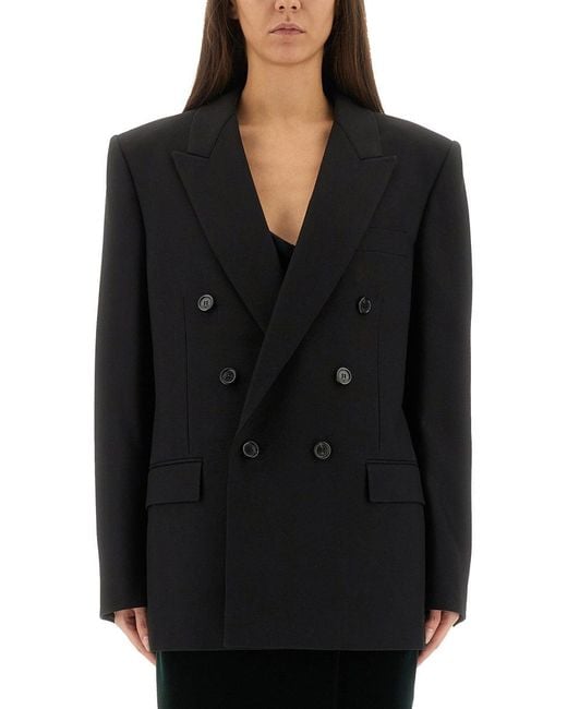Saint Laurent Black Cassandre Double-breasted Jacket