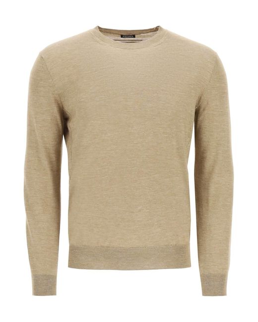 Zegna Natural Zegna Lightweight Silk Cashmere And Linen Sweater for men