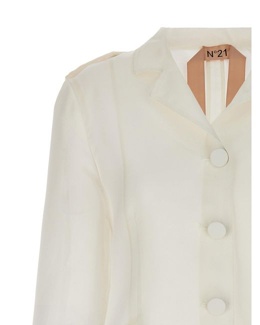 Single-Breasted Silk Blazer Blazer And Suits Bianco di N°21 in White