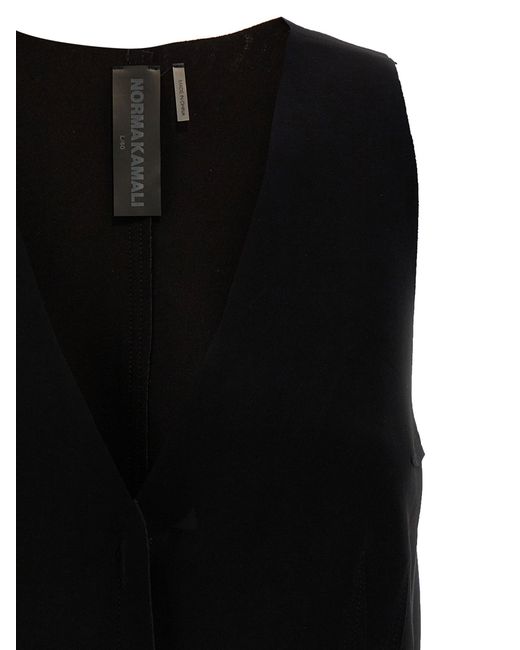 Stretch Fabric Vest Gilet Nero di Norma Kamali in Black