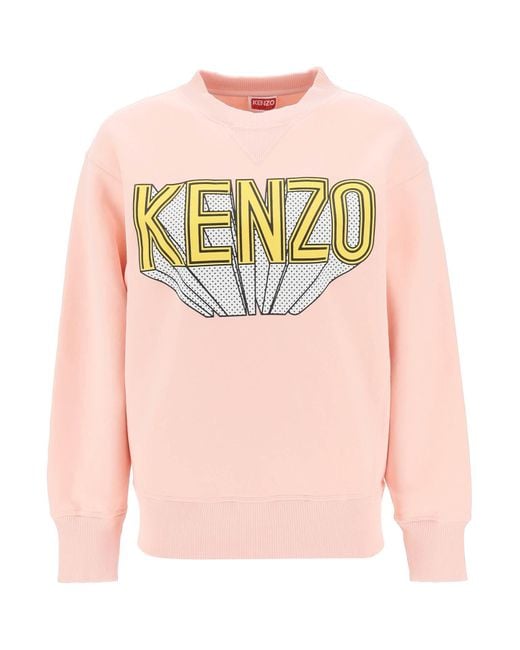 KENZO Pink 3 D Printed Crew Neck Sweatshirt