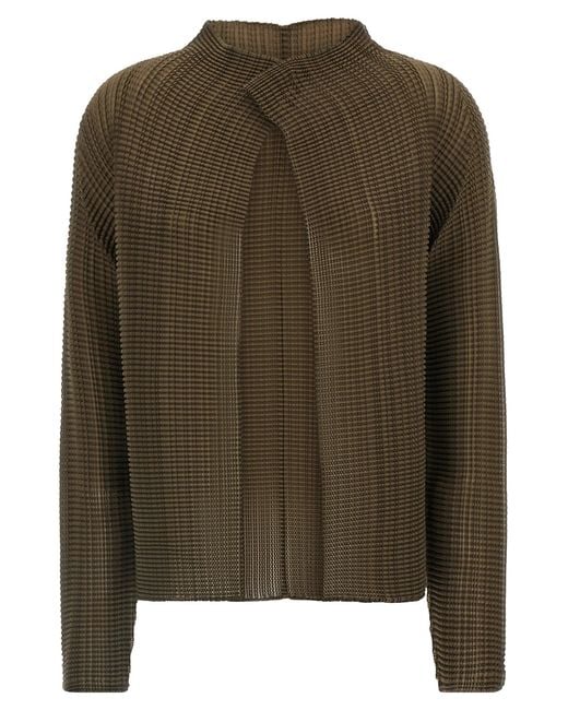 Issey Miyake Green 'Wooly Pleats-58' Cardigan