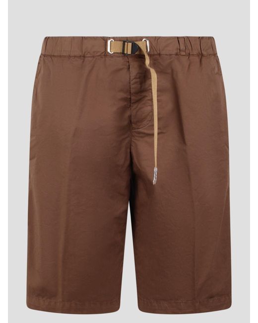 White Sand Brown Stretch Cotton Shorts for men