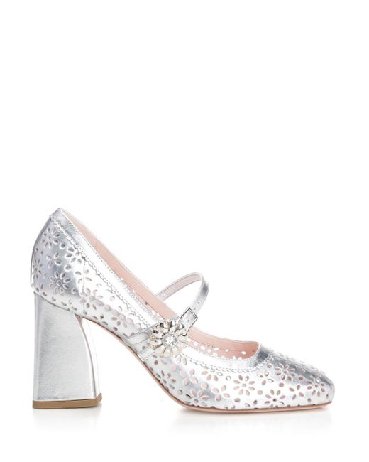 Roger Vivier White Tres Vivier Pumps