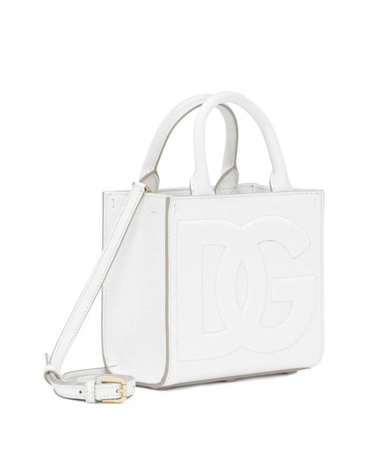 | Borsa shopping DG Daily mini in pelle di vitello con logo frontale | female | BIANCO | UNI di Dolce & Gabbana in White