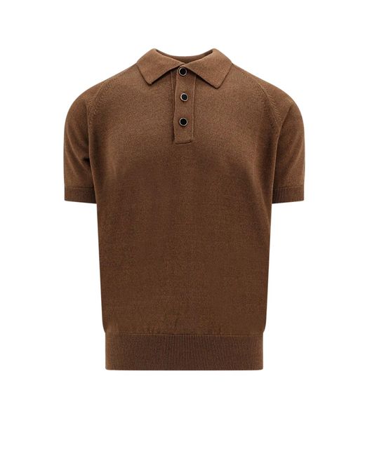 Lardini Brown Cotton And Viscose Polo Shirt for men