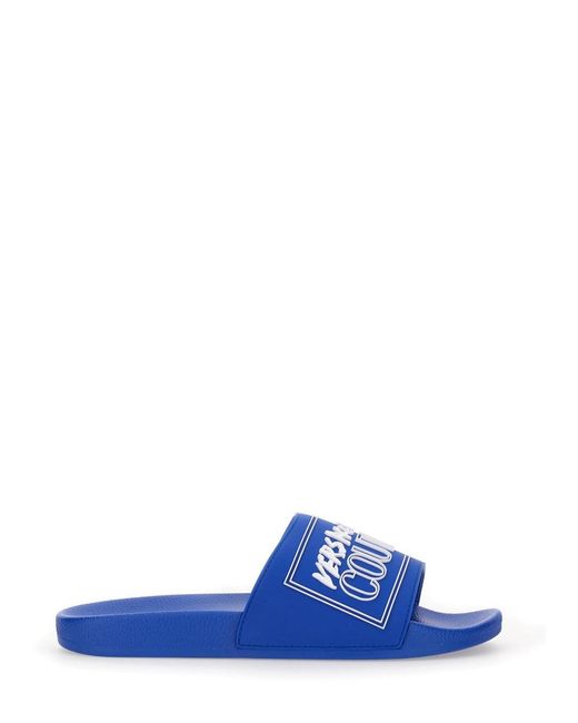 Versace Jeans Couture Women's Blue Logo Slippers