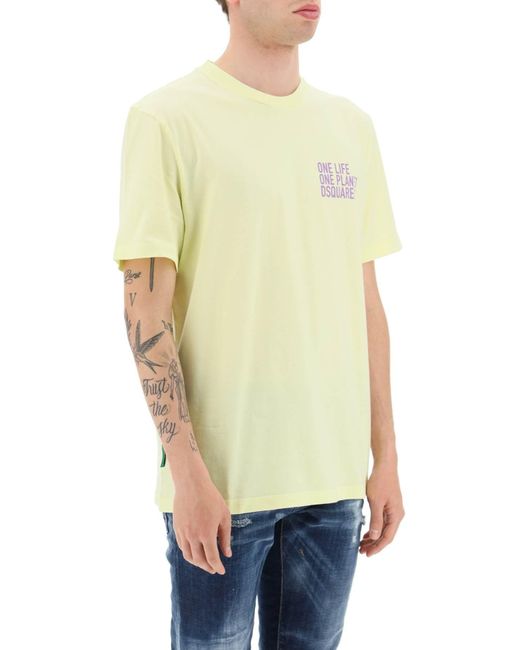 DSquared² Yellow One Life T-shirt for men