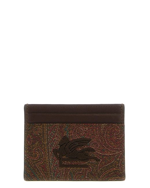 Etro Brown Paisley Card Holder Wallets, Card Holders for men