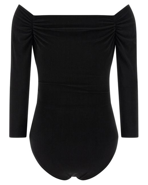 Heart-Shaped Neckline Bodysuit Top Nero-Donna di Norma Kamali in Black