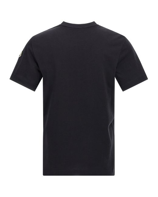 Tricolor Logo T Shirt Blu-Uomo di Moncler in Black da Uomo