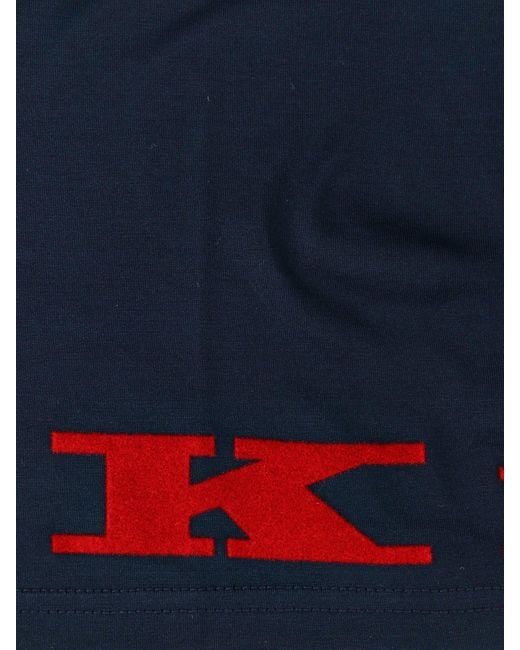 T-shirt in cotone con logo floccato di Kiton in Blue da Uomo