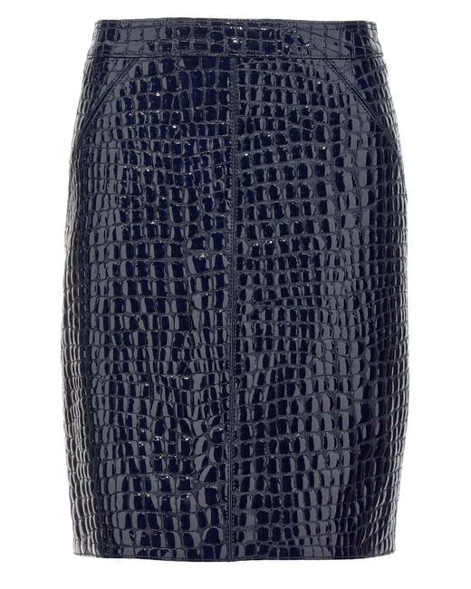 Croc Print Skirt Gonne Blu di Tom Ford in Blue